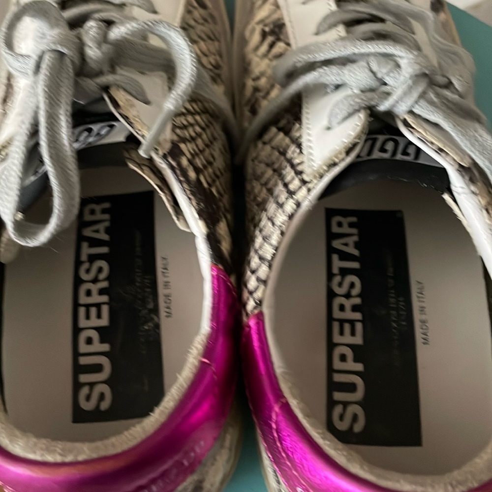 Golden Goose Superstar Grey Python with Metallic Fuschia Sneakers Women’s Sz 39 - Picture 5 of 12